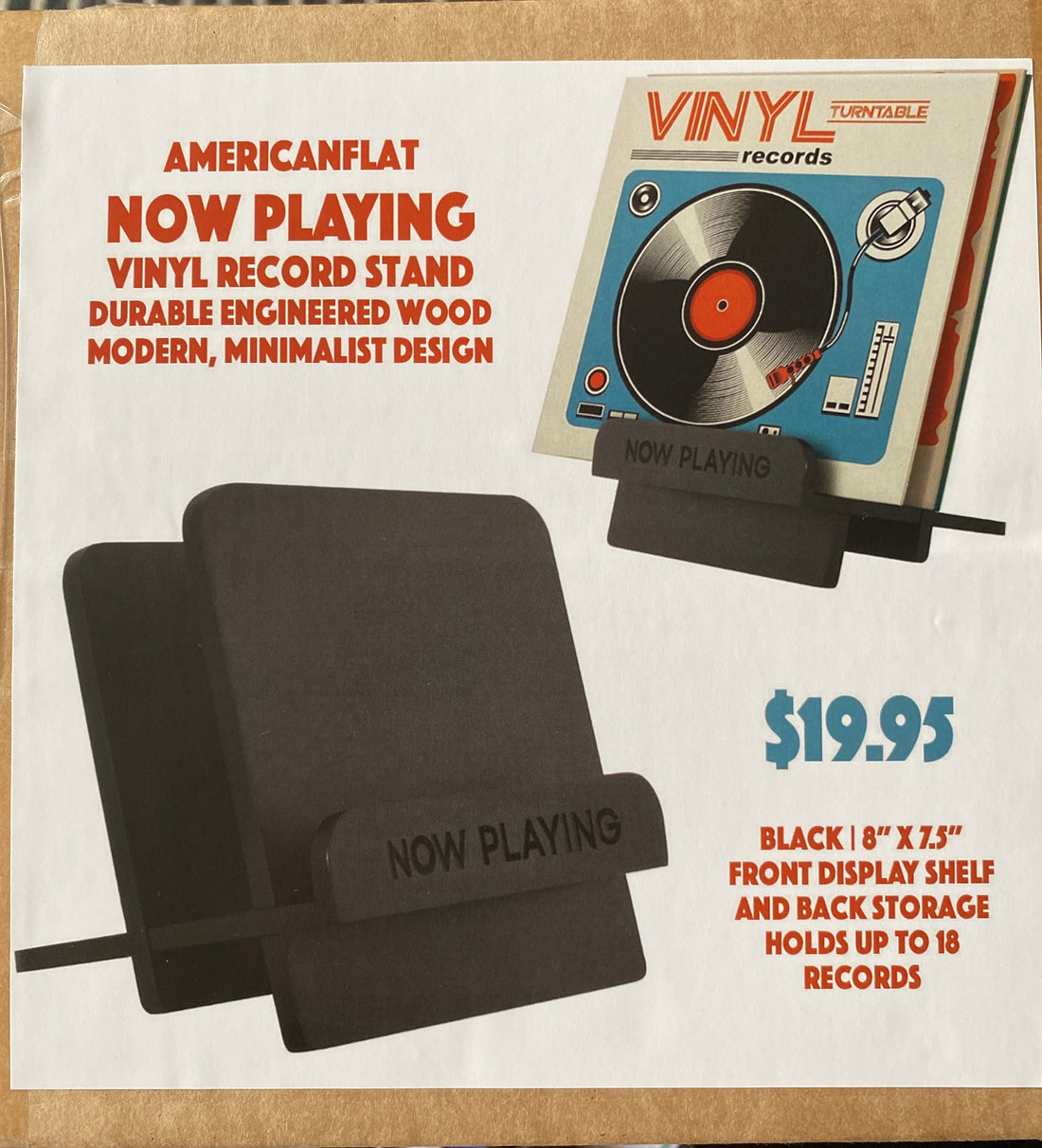 Now playing vinyl record stand