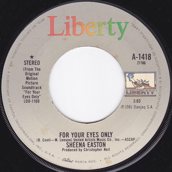Sheena Easton - for your eyes only 7” sealed